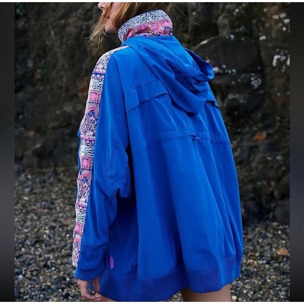 Free People FP movement she fly embroidered jacket blue NWOT - Picture 2 of 8